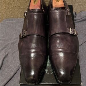 Magnanni double monk strap Alberto Grey size 13 EUC in box
